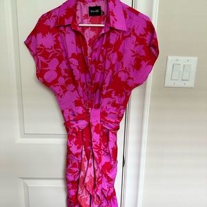 Do + Be pink and red tie front dress